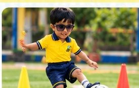 Child practising a ball game